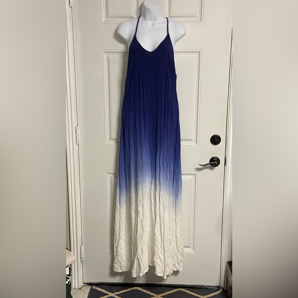 D3- LANI Blue Ombre Dip Dye VISCOSE Maxi Dress